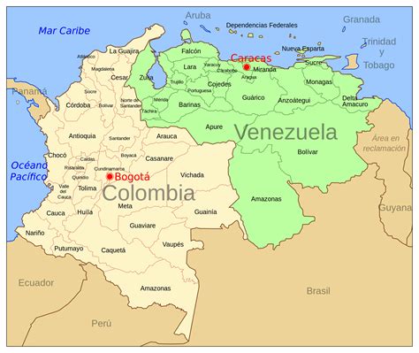 mapa de colombia y venezuela